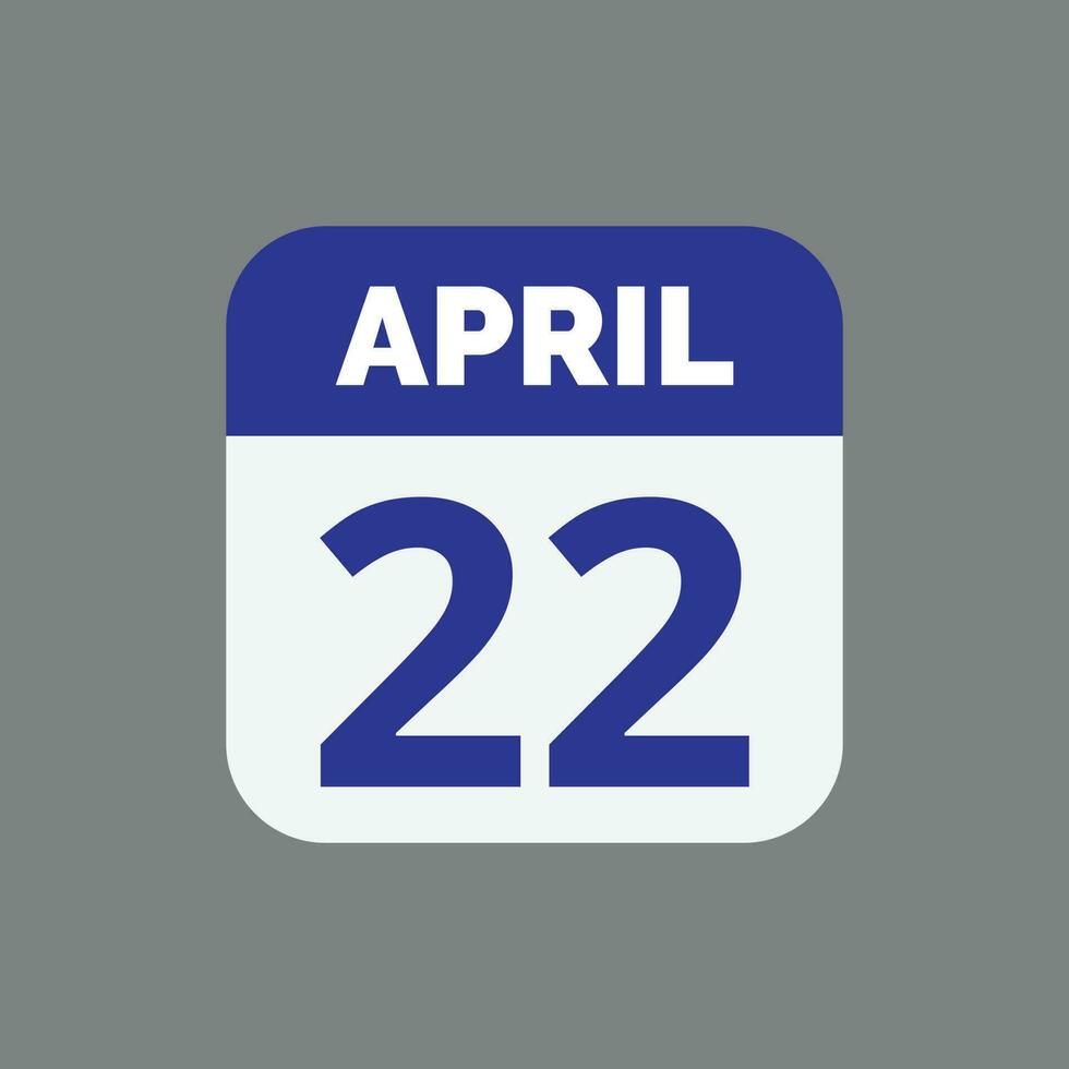 April 22 Calendar Date vector