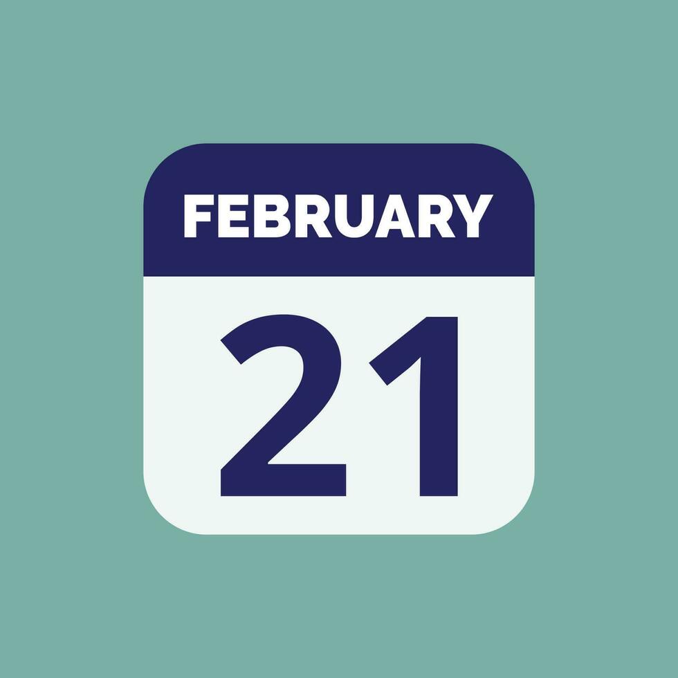 February 21 Calendar Date Icon vector