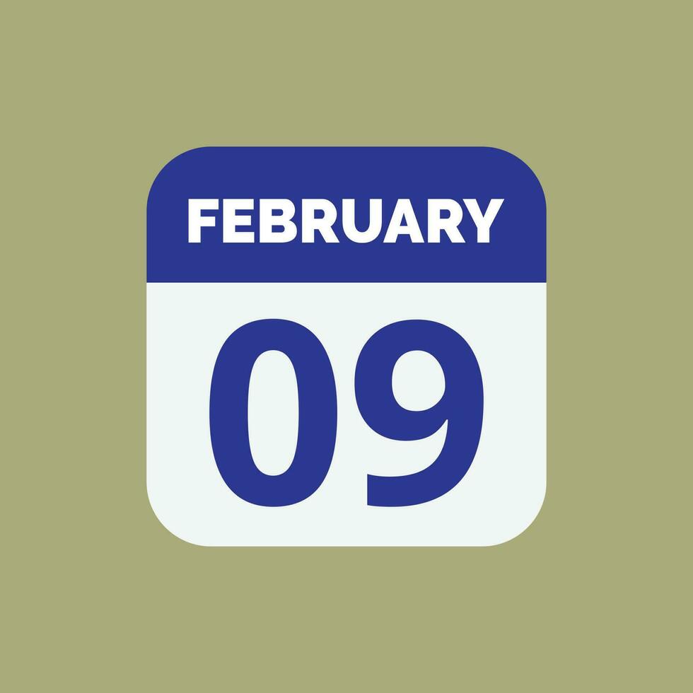 February 9 Calendar Date Icon vector