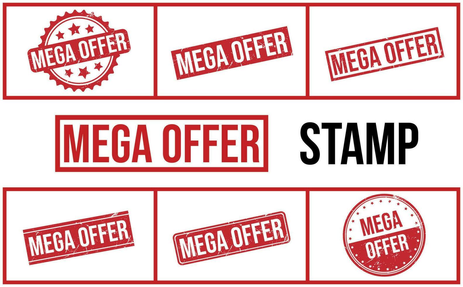 Mega Offer Rubber Stamp Set Vector
