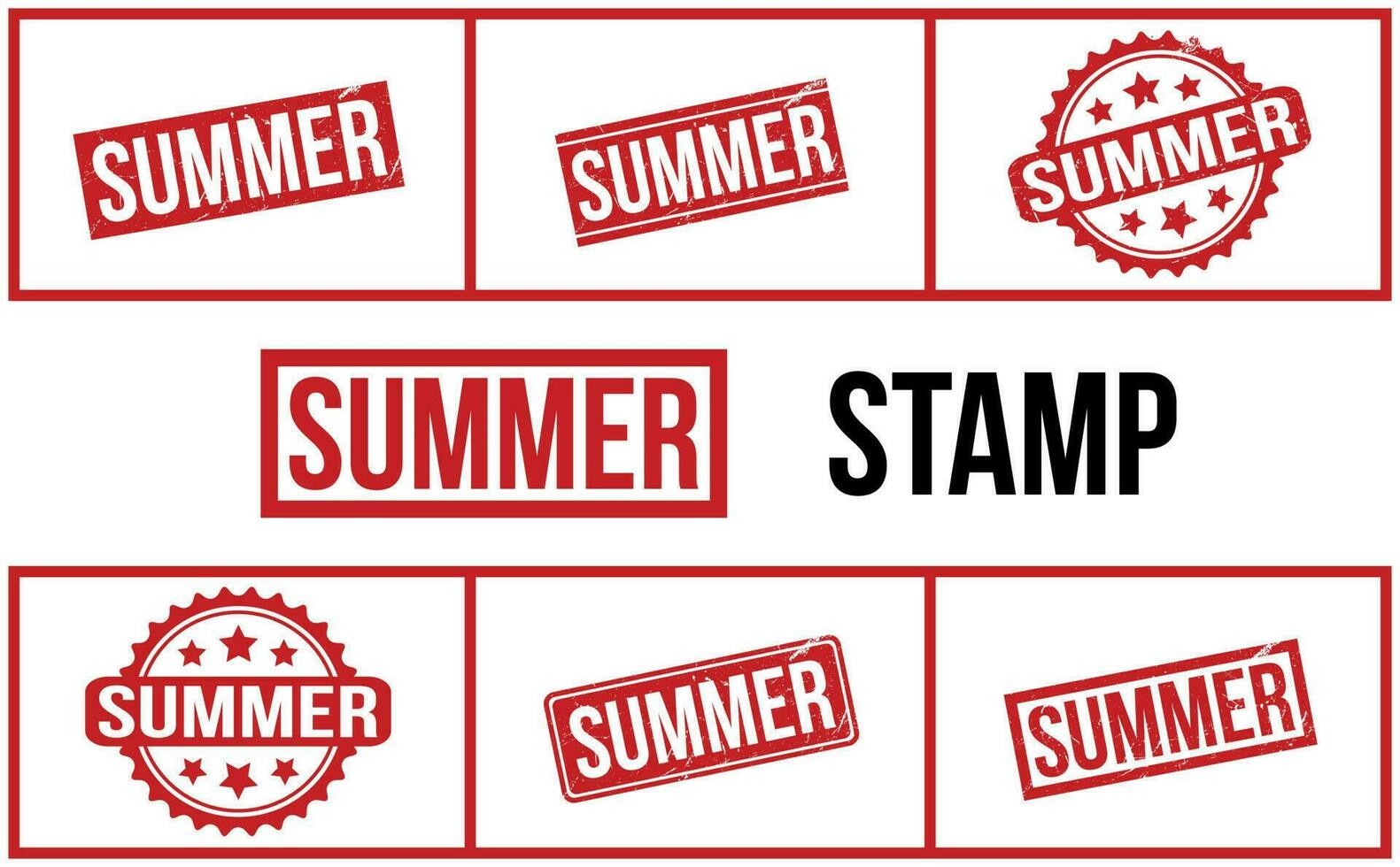 Summer Rubber Stamp Set Vector