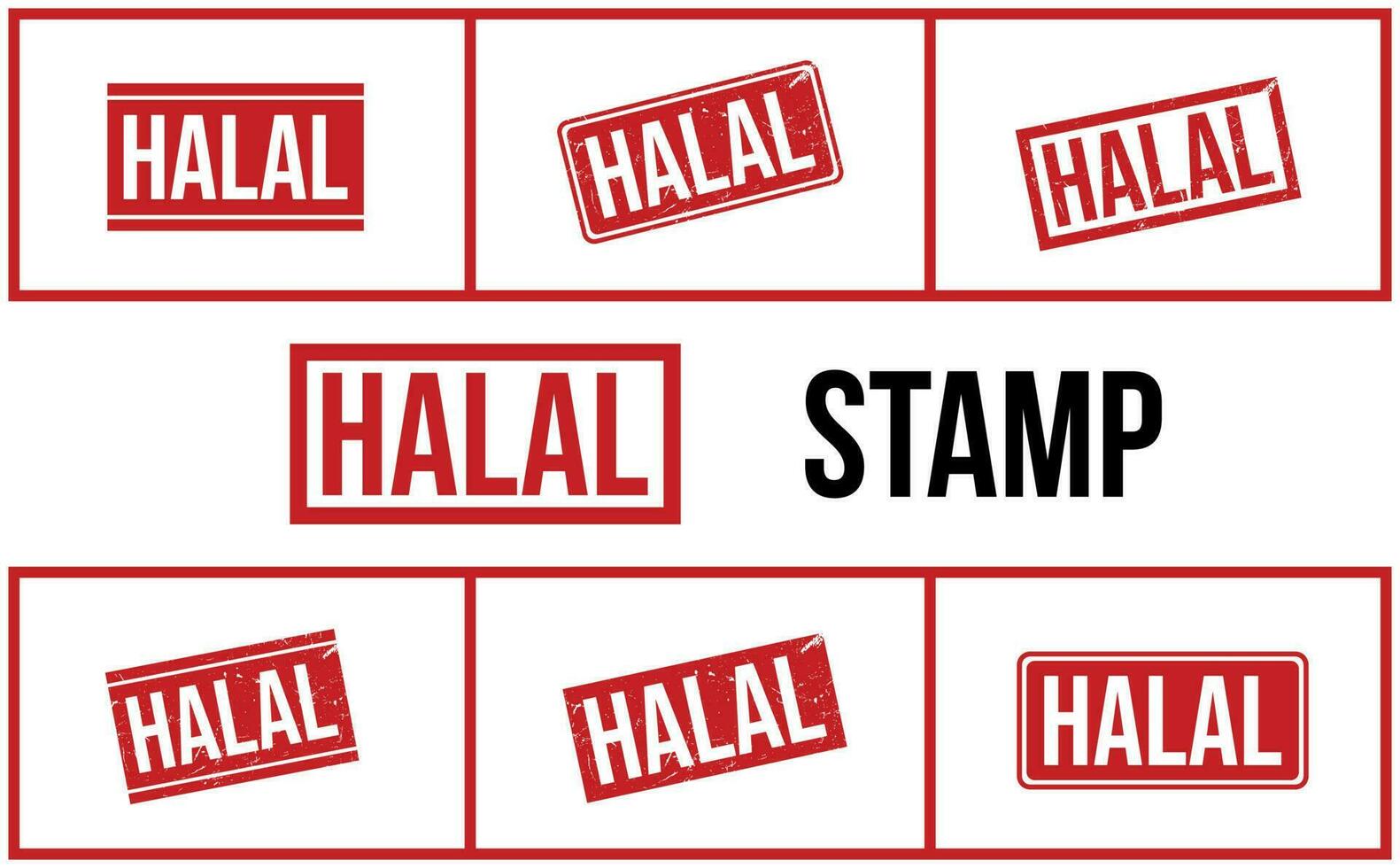 Halal Rubber Stamp Set Vector