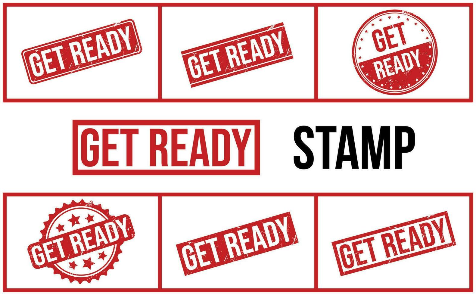 Get Ready Rubber Stamp Set Vector