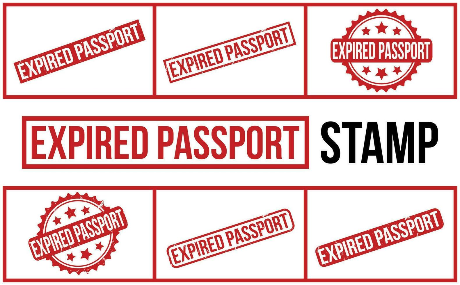 Expired Passport Rubber Stamp Set Vector