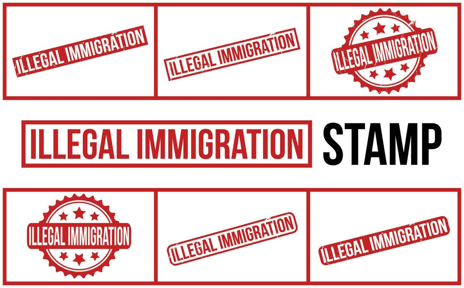 Illegal Immigration rubber grunge stamp set vector