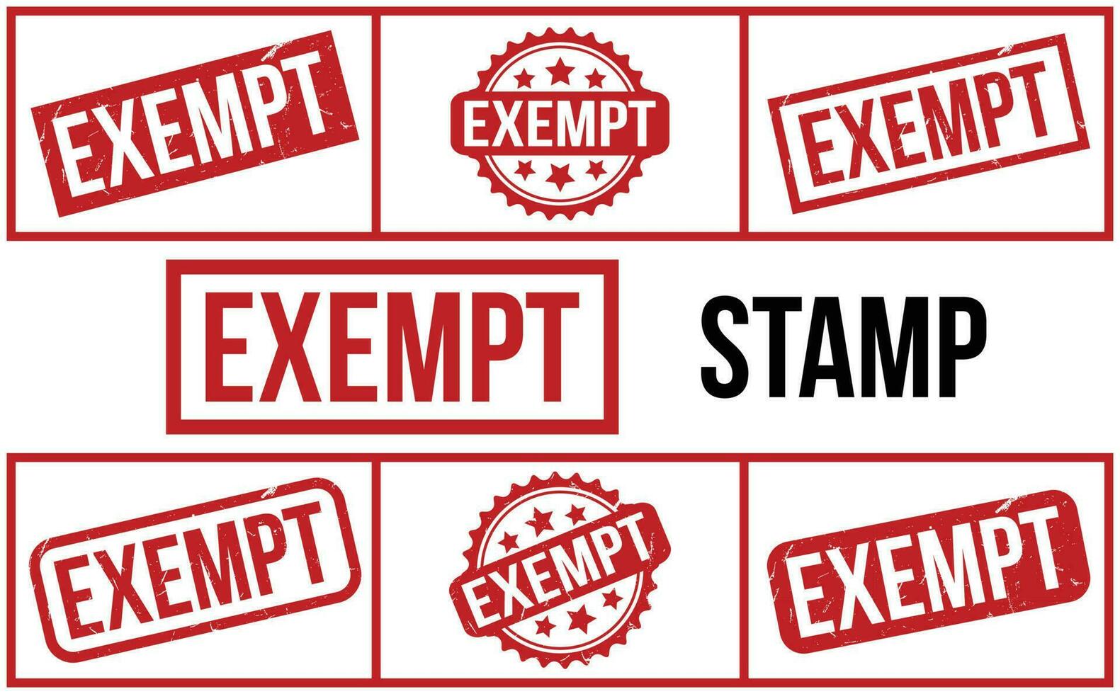 Exempt rubber grunge stamp set vector