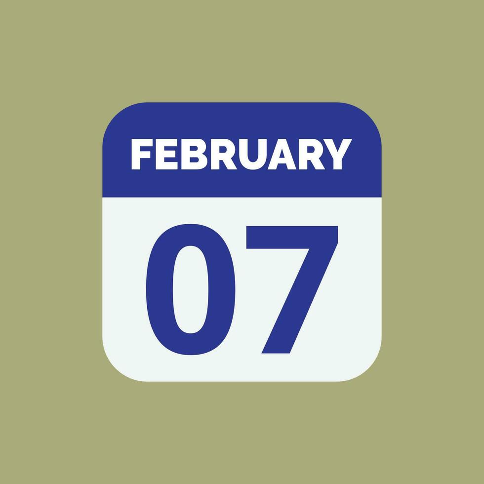 February 7 Calendar Date Icon vector