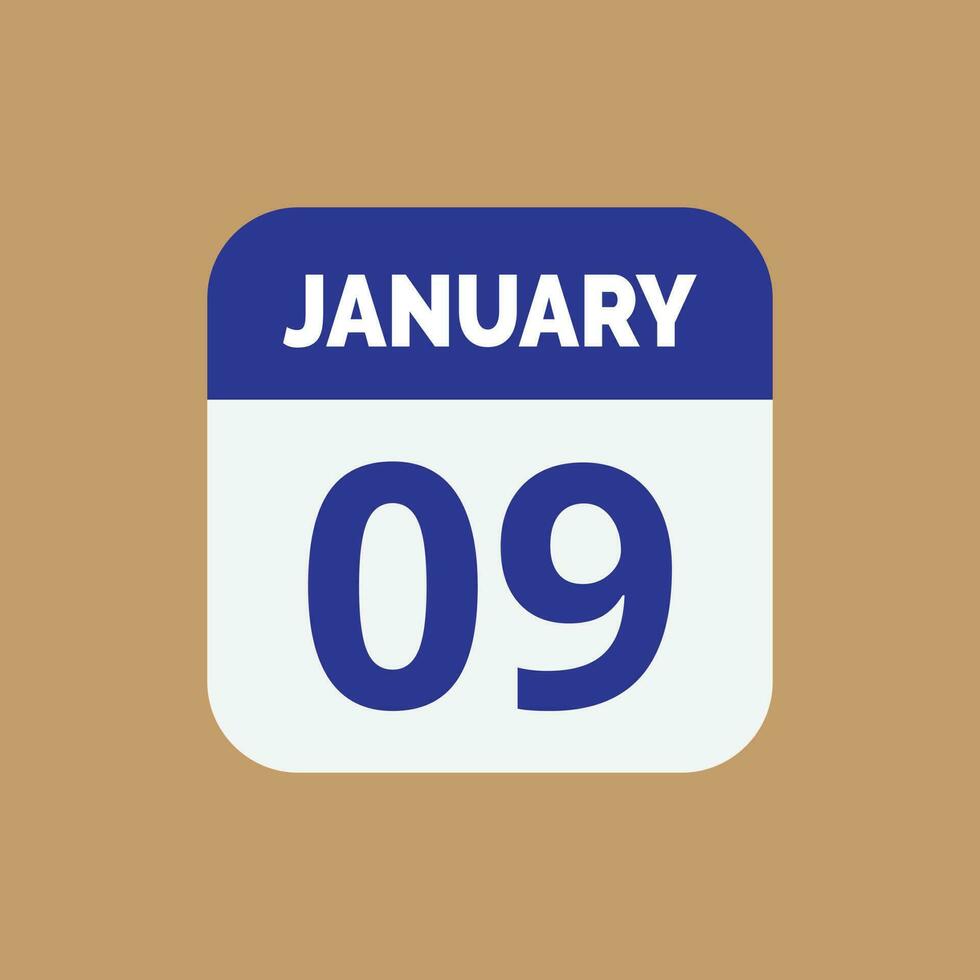 January 9 Calendar Date Icon vector