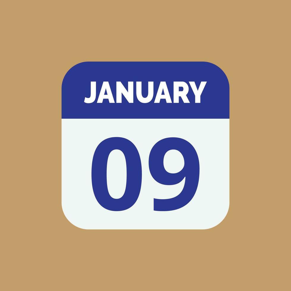 January 9 Calendar Date Icon vector