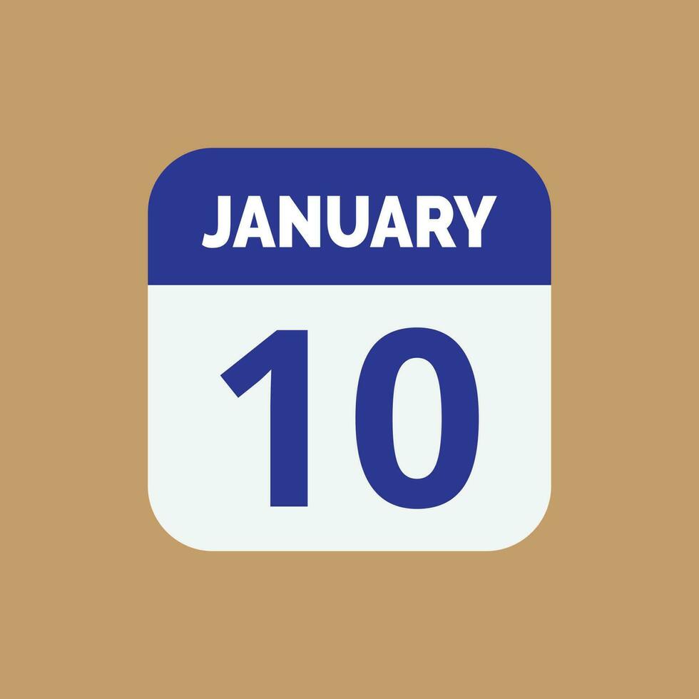 icono de fecha de calendario del 10 de enero vector
