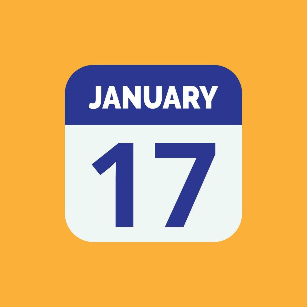 January 17 Calendar Date Icon vector