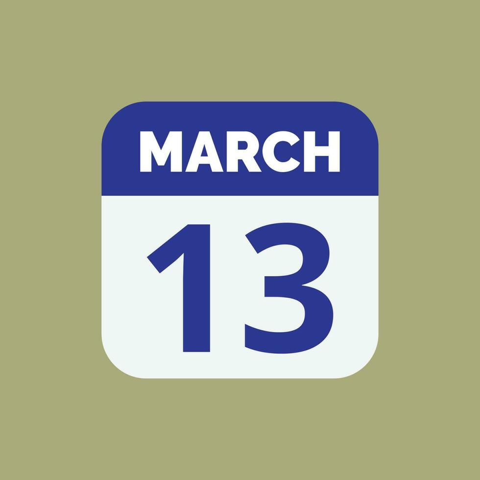 March 13 Calendar Date 23393923 Vector Art at Vecteezy
