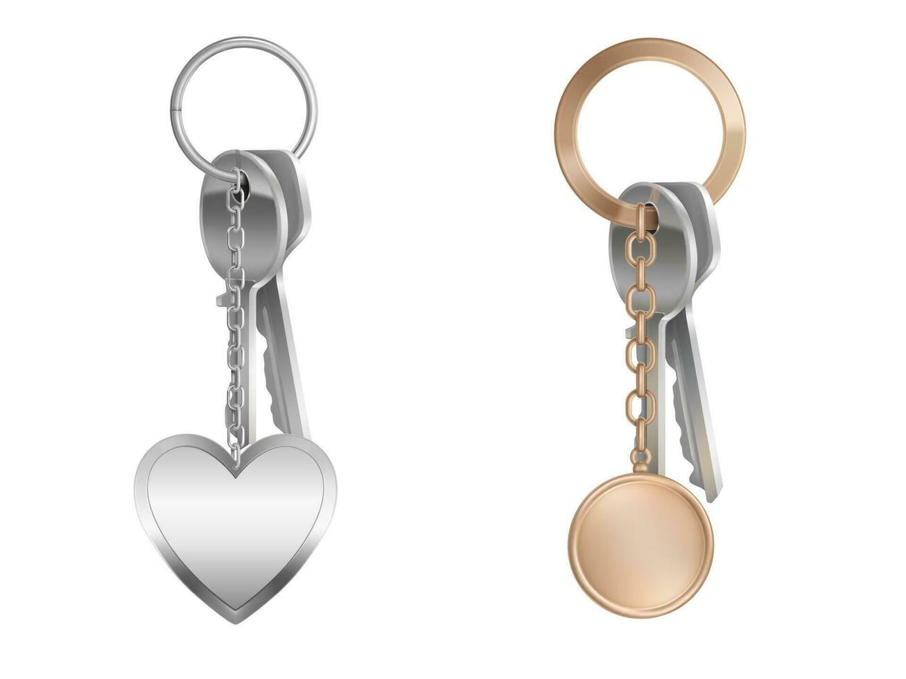 Key bunch with keychain on metal ring vector