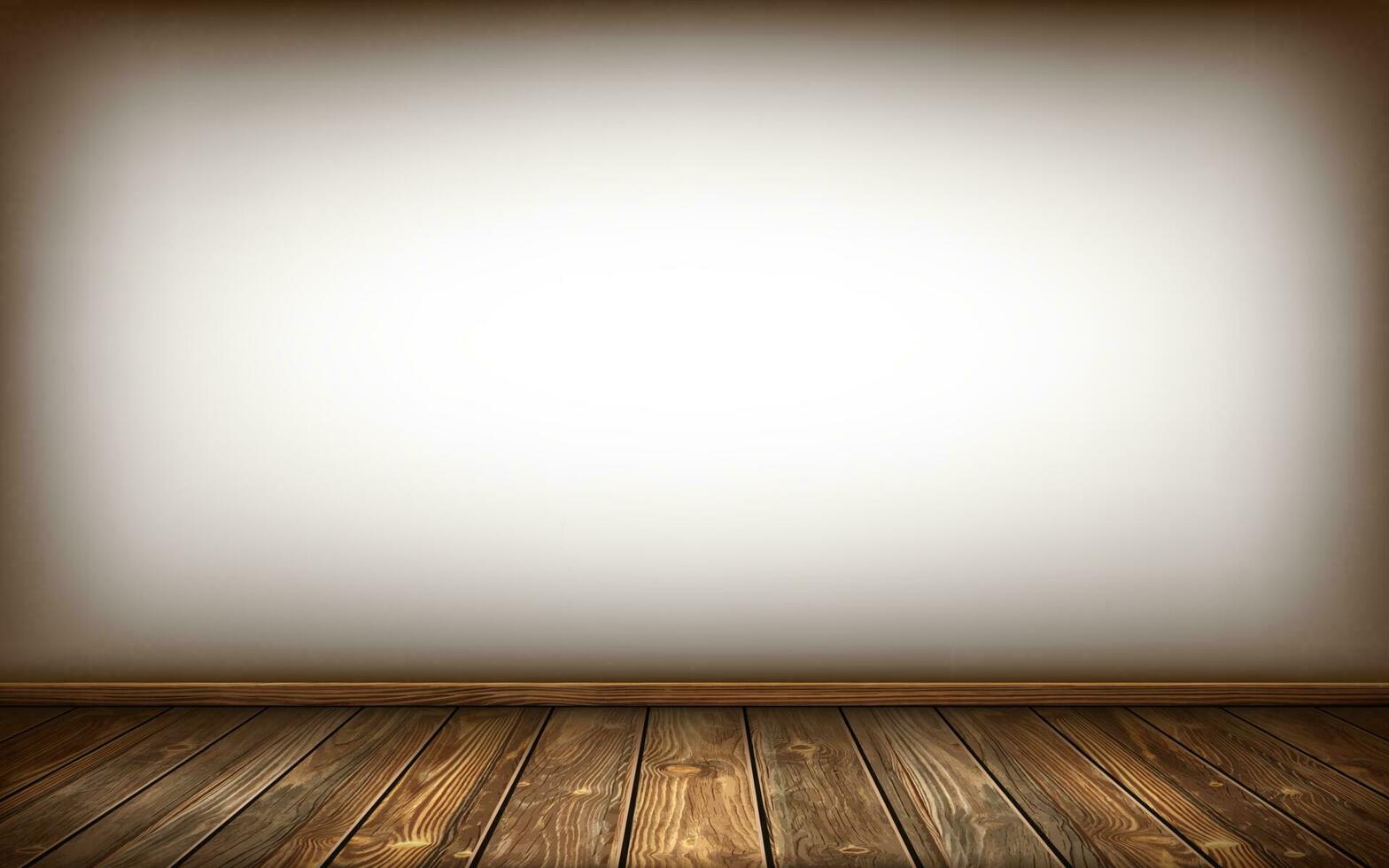 Wooden wall and floor with aged surface, realistic vector