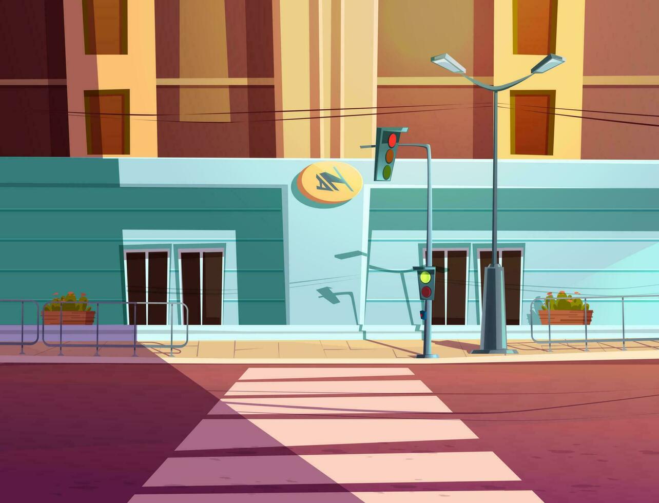 Traffic light and crosswalk on city street vector