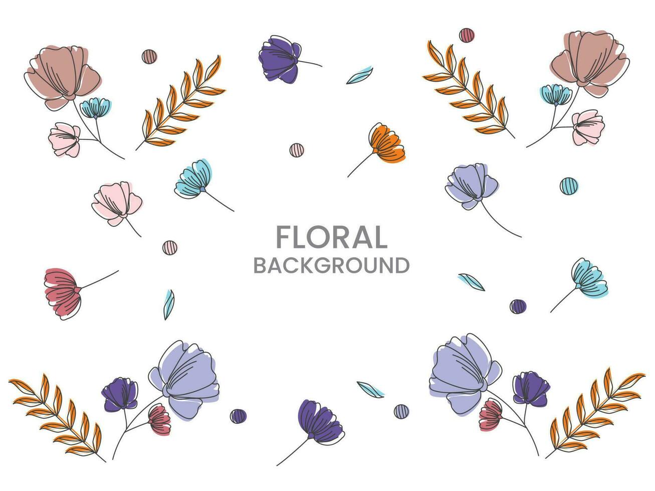 Doodle Style Flowers With Leaves Decorated On White Background. vector
