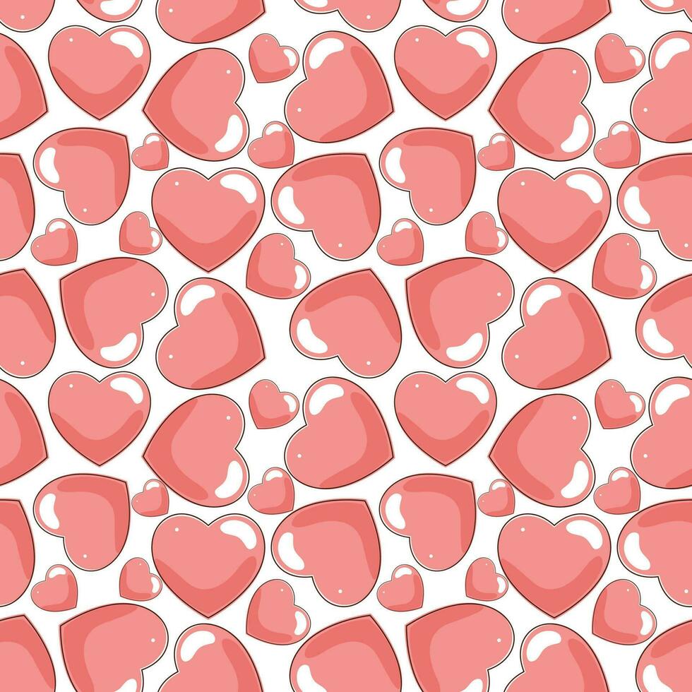 Red And White Seamless Heart Pattern Background. vector