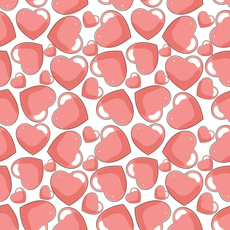 Red And White Seamless Heart Pattern Background. vector