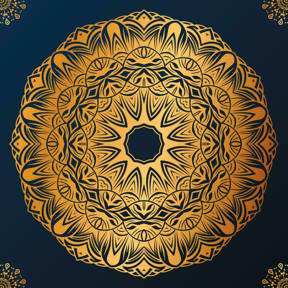 Luxury ornamental mandala background in gold color vector