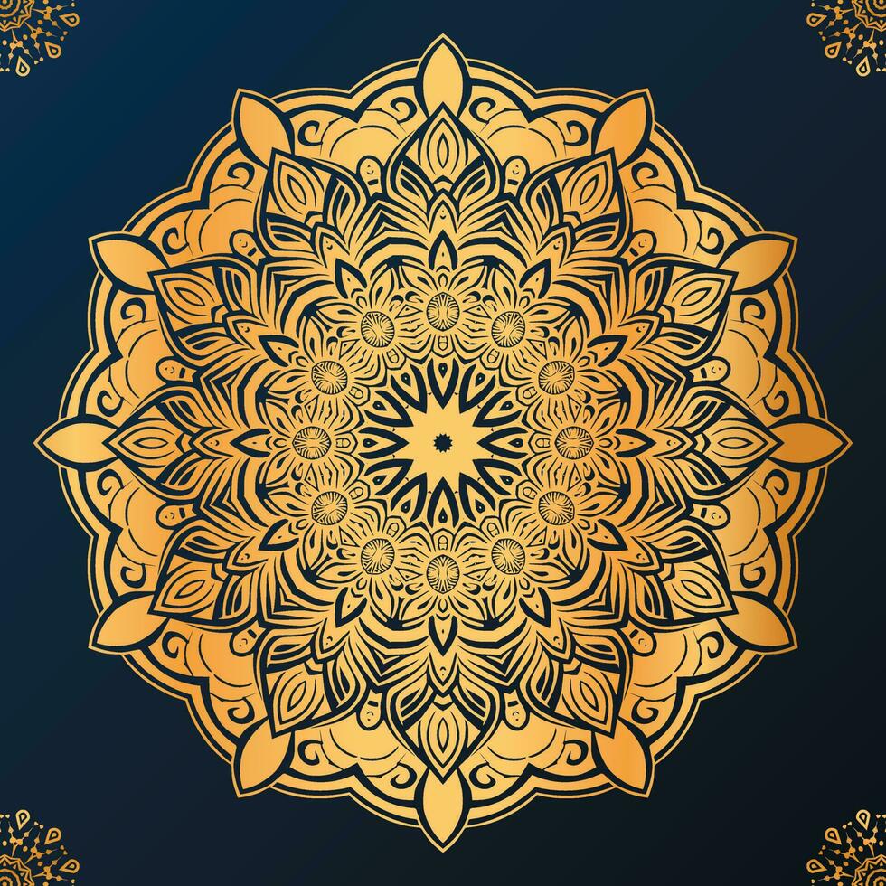 Luxury ornamental mandala background in gold color vector
