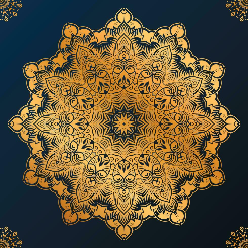 Luxury ornamental mandala background in gold color vector
