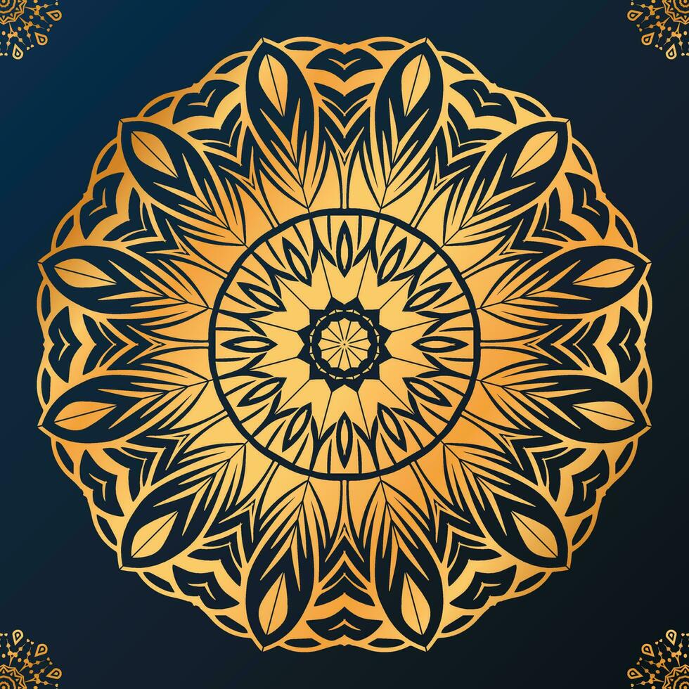Luxury ornamental mandala background in gold color vector