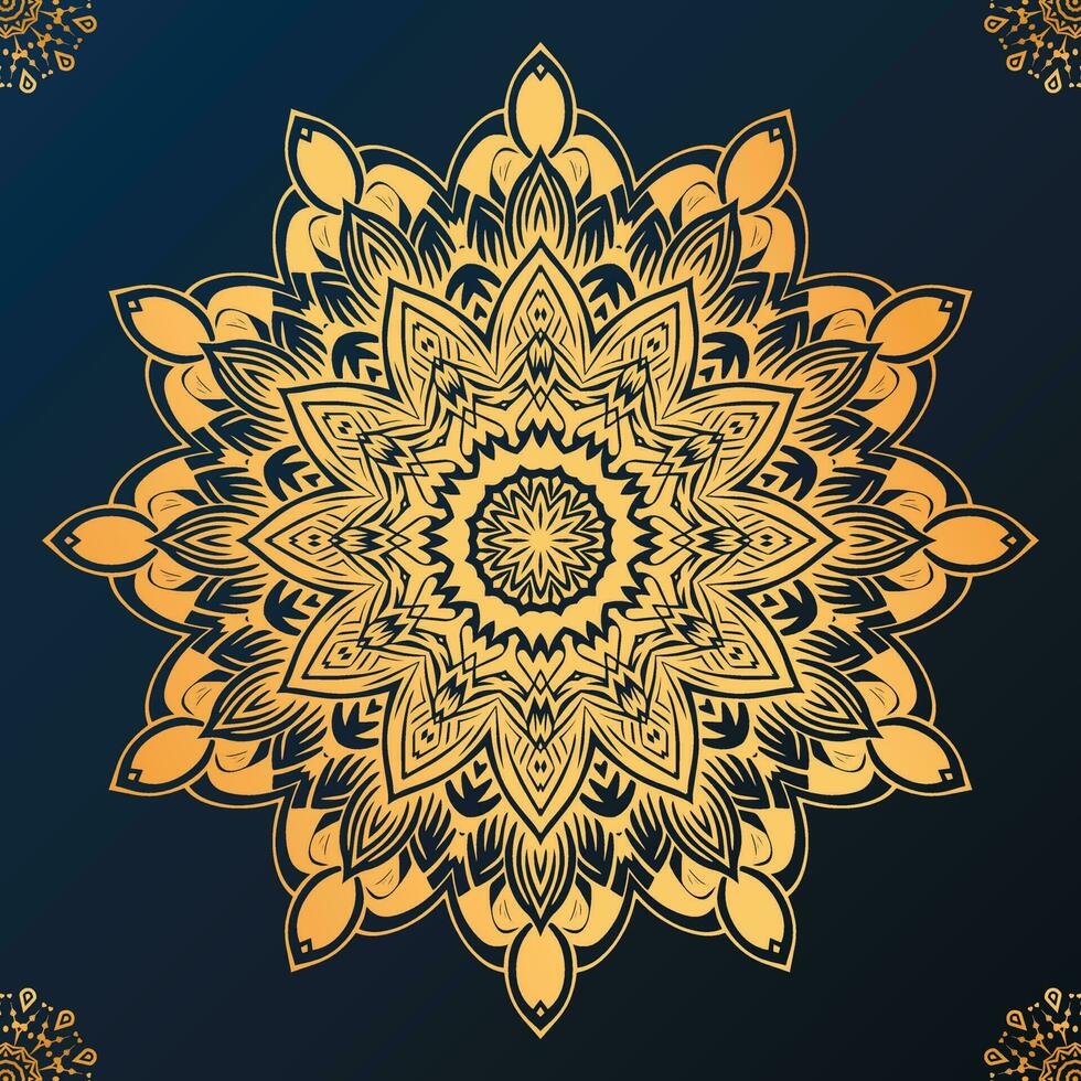 Luxury ornamental mandala background in gold color vector