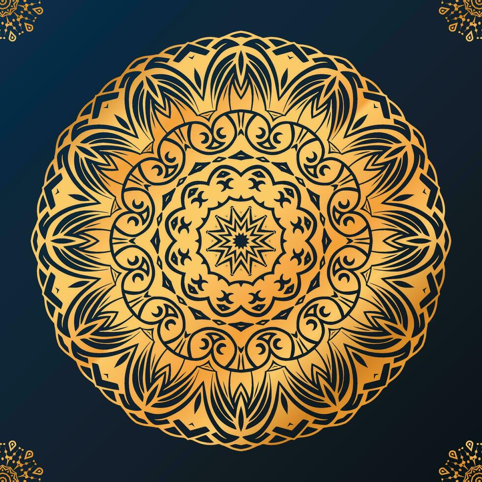 Luxury ornamental mandala background in gold color vector