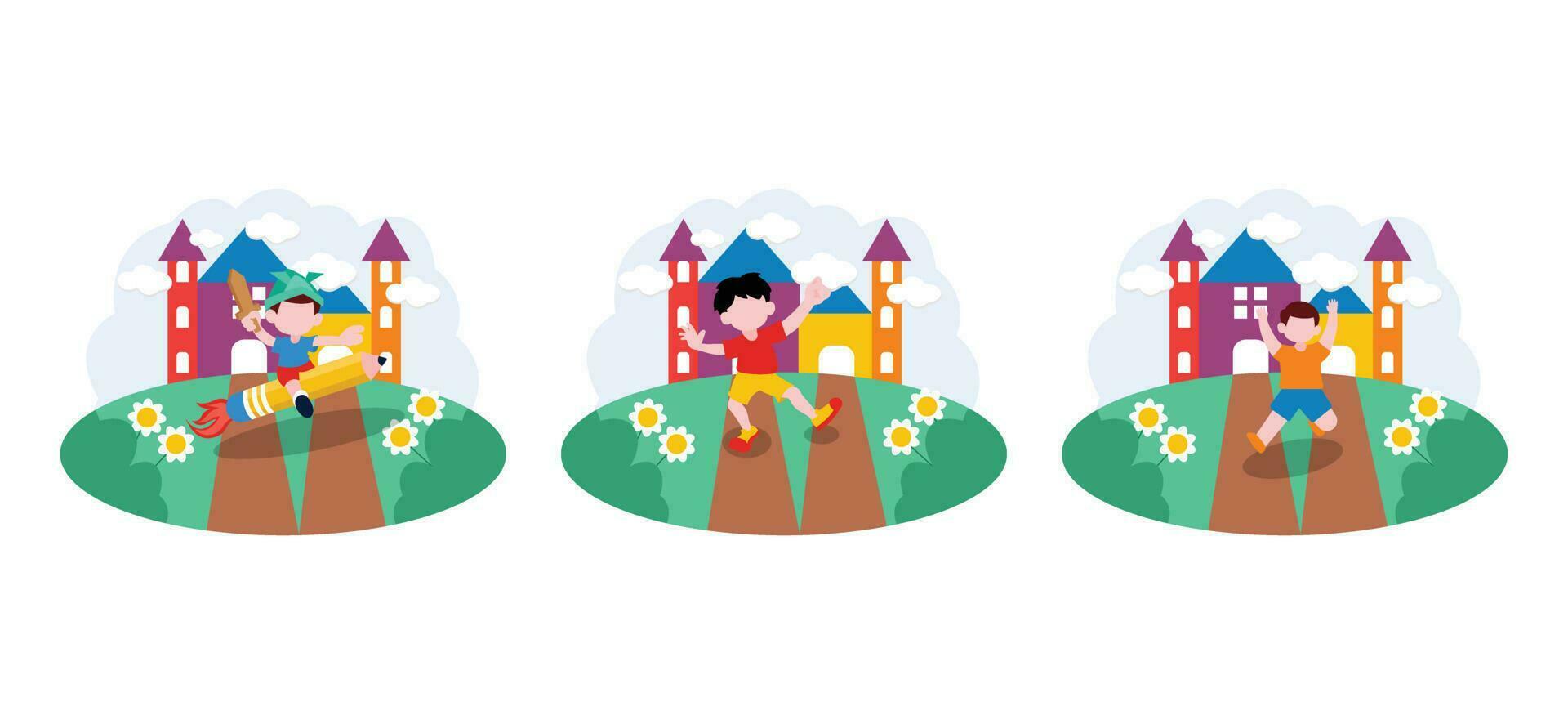 Children's Day Flat Bundle Design Illustration vector
