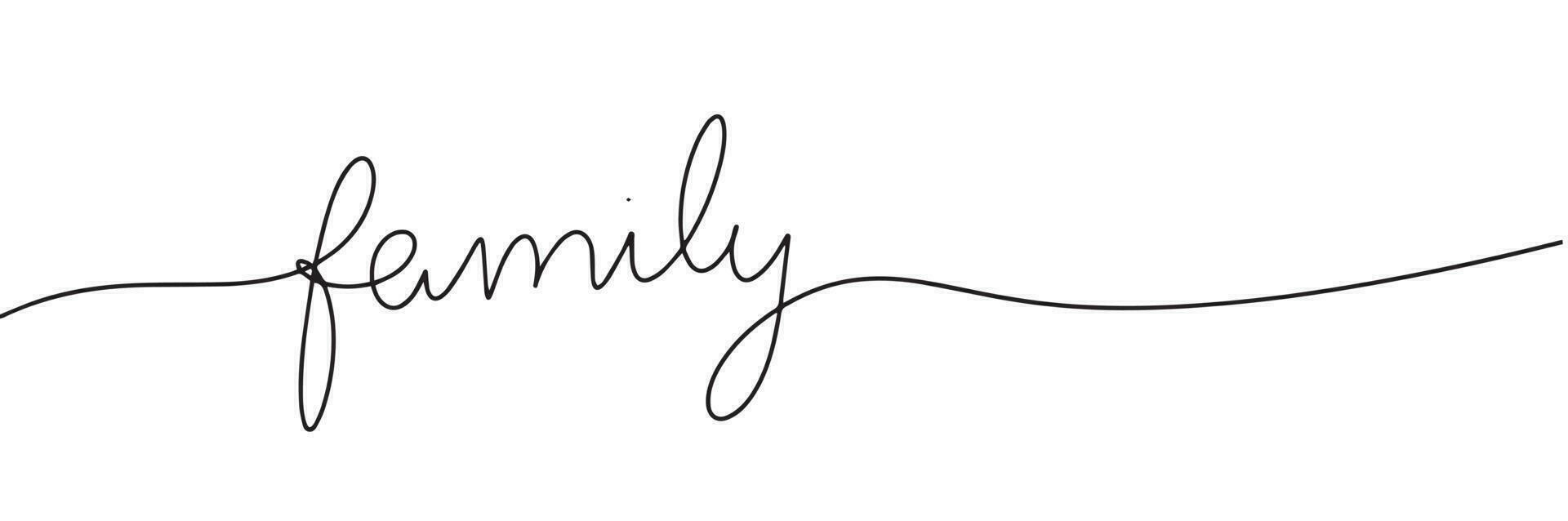 One line continuous black word family. Minimalist family concept. Vector illustration