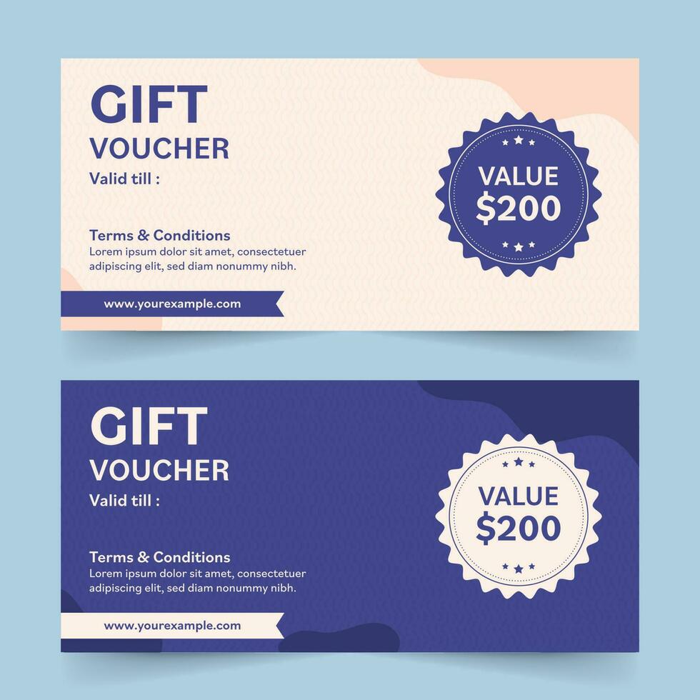 Gift Voucher Or Certificate Banner Design In Two Color Options. vector