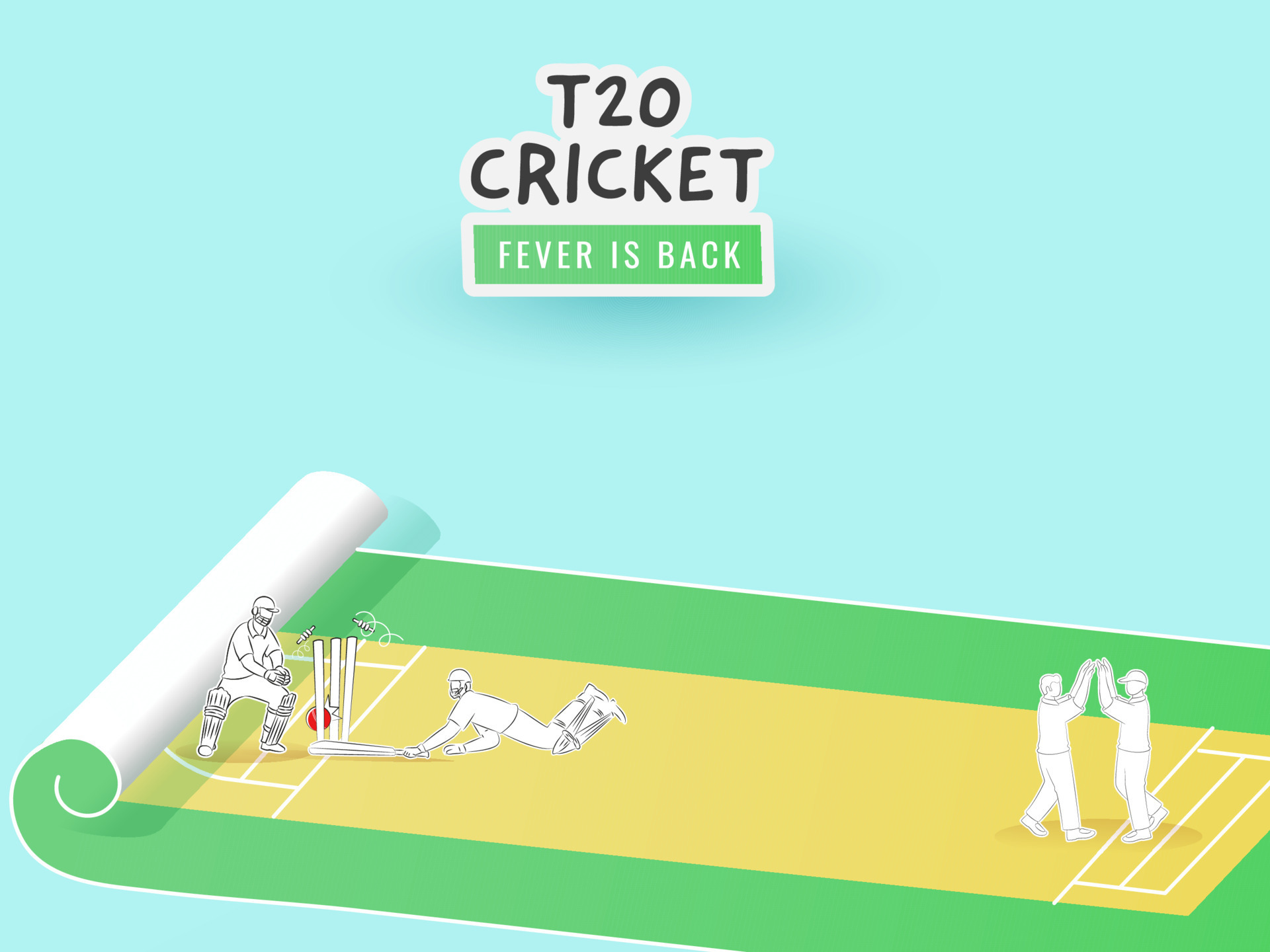 Sticker Style T20 Cricket Fever Is Back Text With Cricketer Players In Different Poses On Paper 