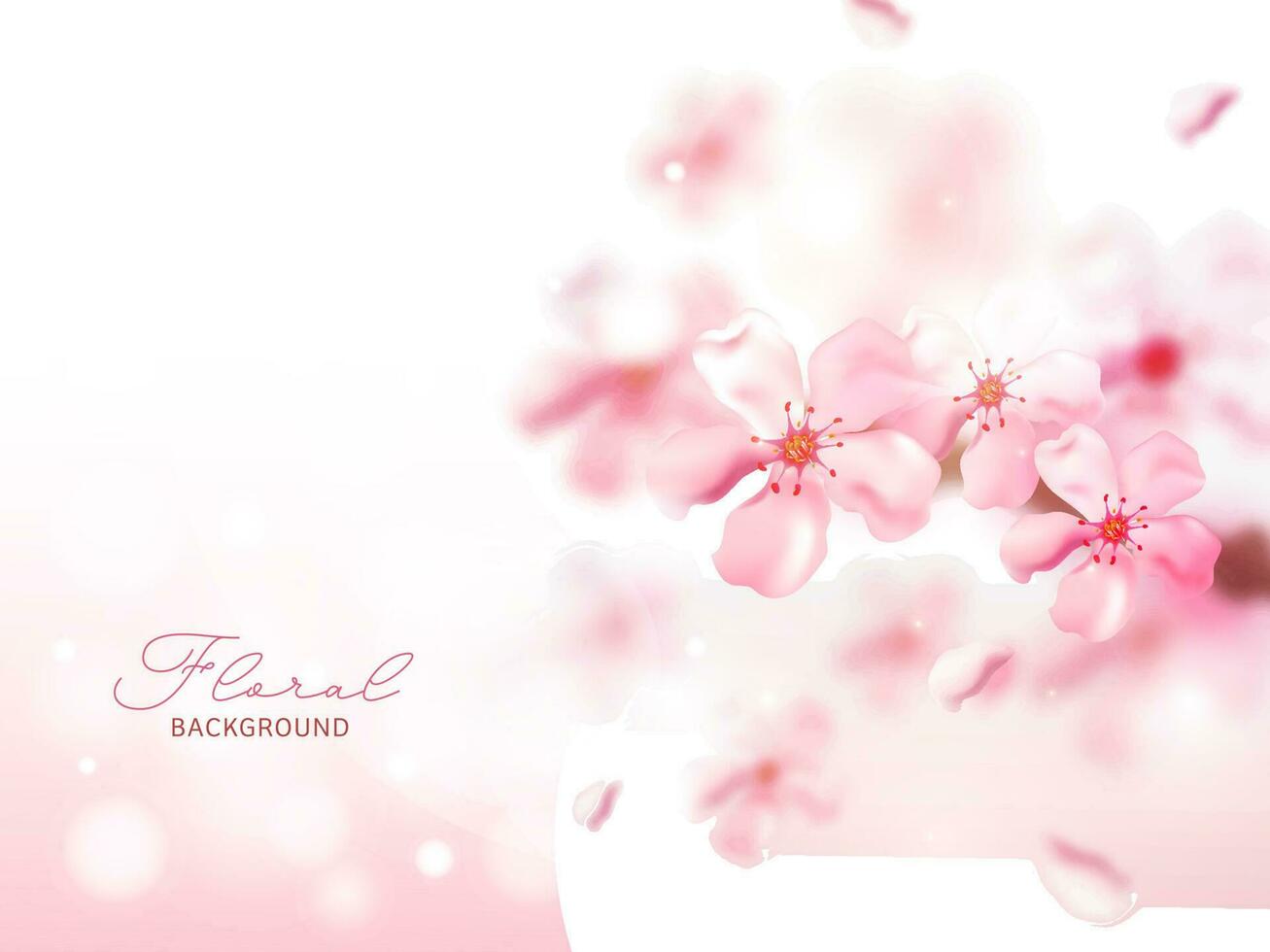 hermosa lustroso alegre flores decorado en rosado antecedentes. vector
