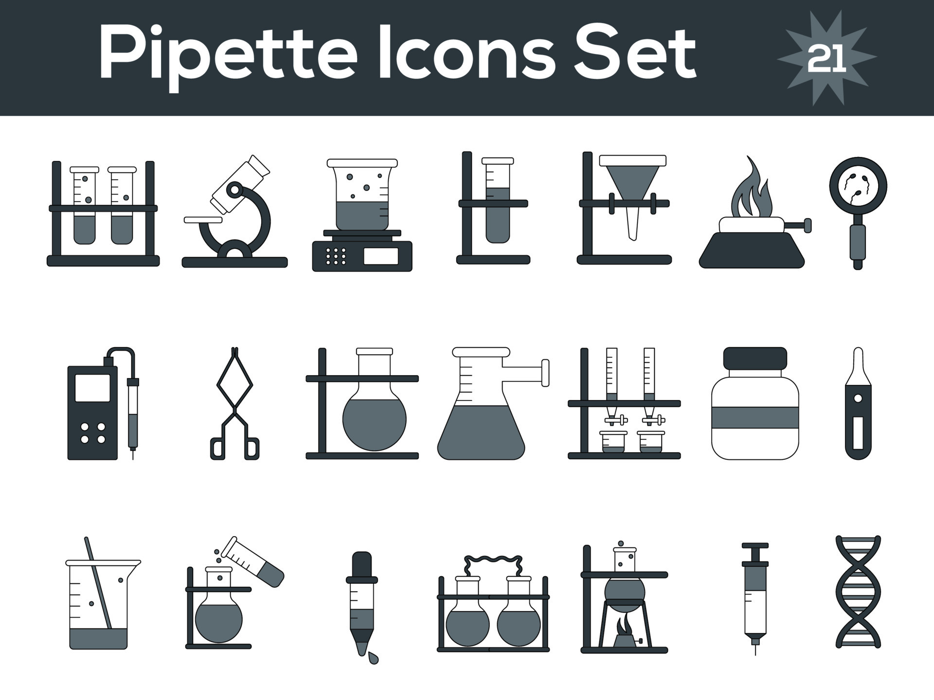 Set Of Pipette Icon In Gray And White Color. 23394380 Vector Art at