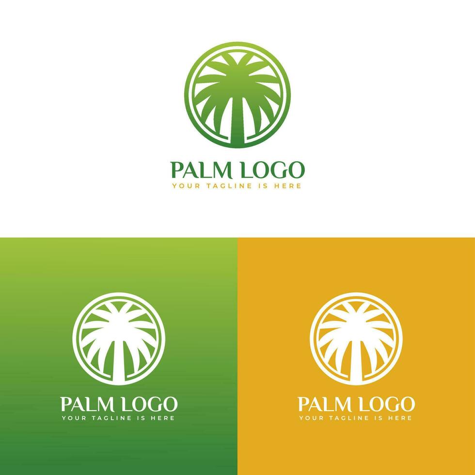 Green Palm Tree Logo Vector Design, with elegant, minimalist, and luxury style. Suitable for palm oil business