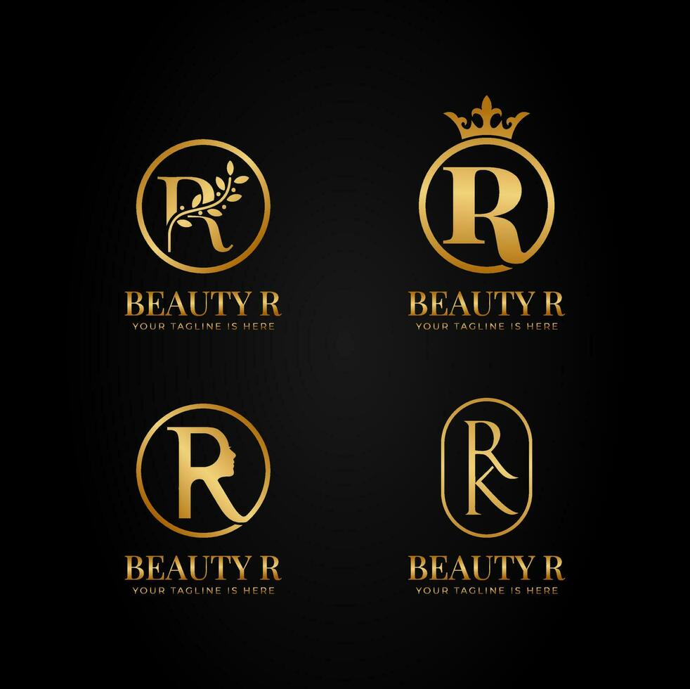 Initial Letter R Logo Vector Design Luxury ornament, Beauty Design, suitable for Cosmetic and Skincare Business