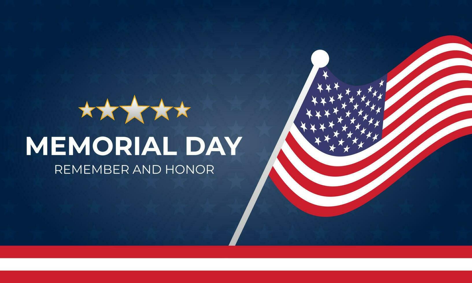 Memorial Day Background Vector Design, Remember and respect with USA flag, Vector illustration.