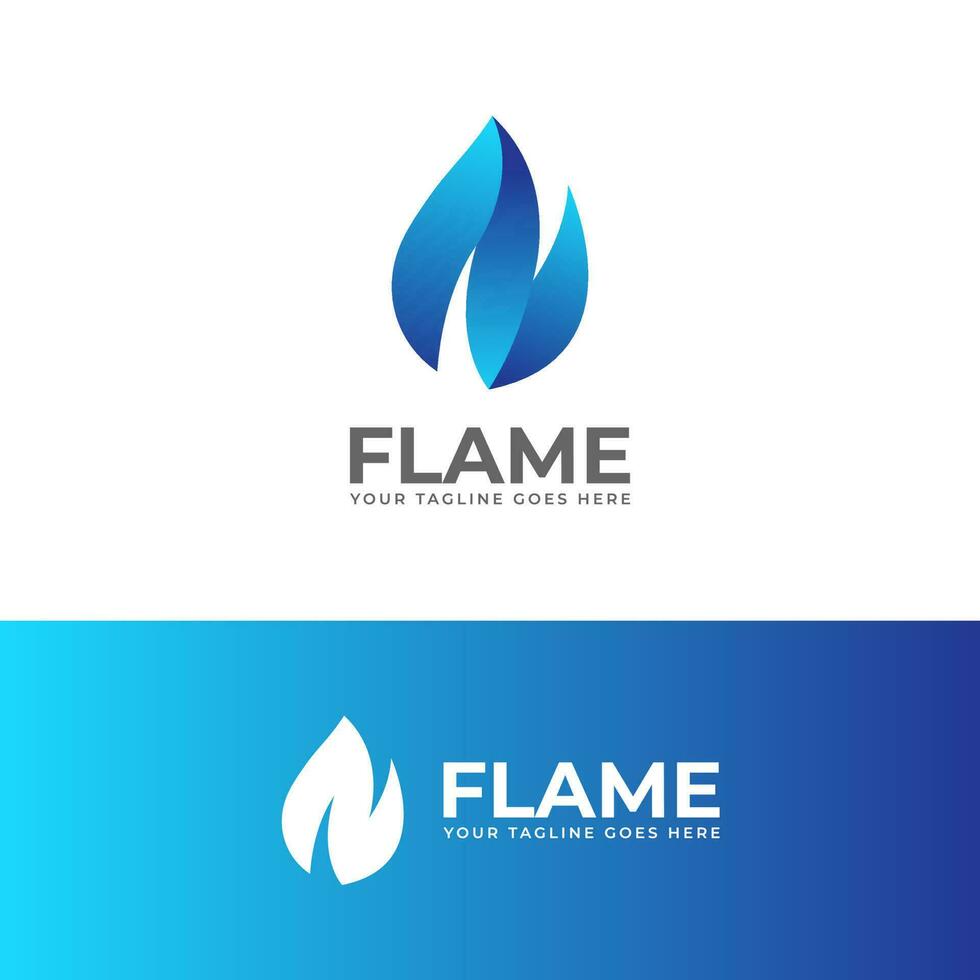 Blue Flame Logo vector design initial letter N shape