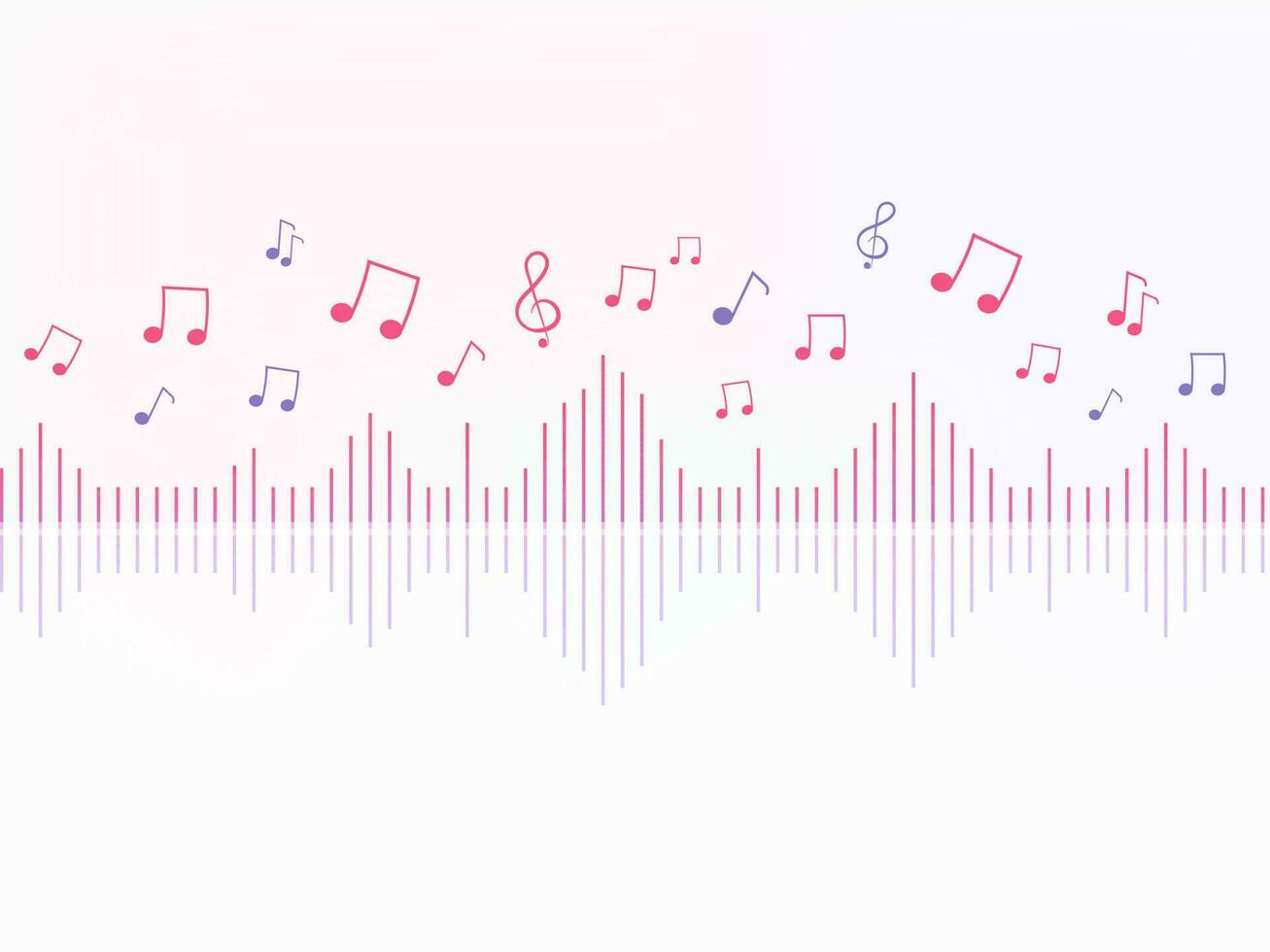 Abstract Musical Background In White And Pink Color. vector