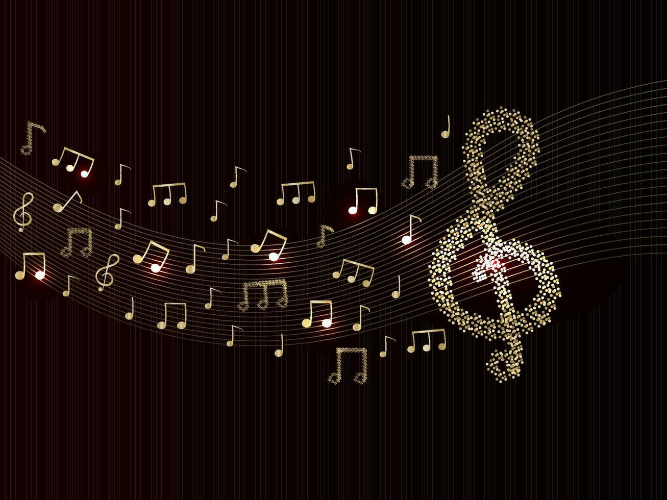 Abstract Musical Notes Background In Brown And Golden Color. vector