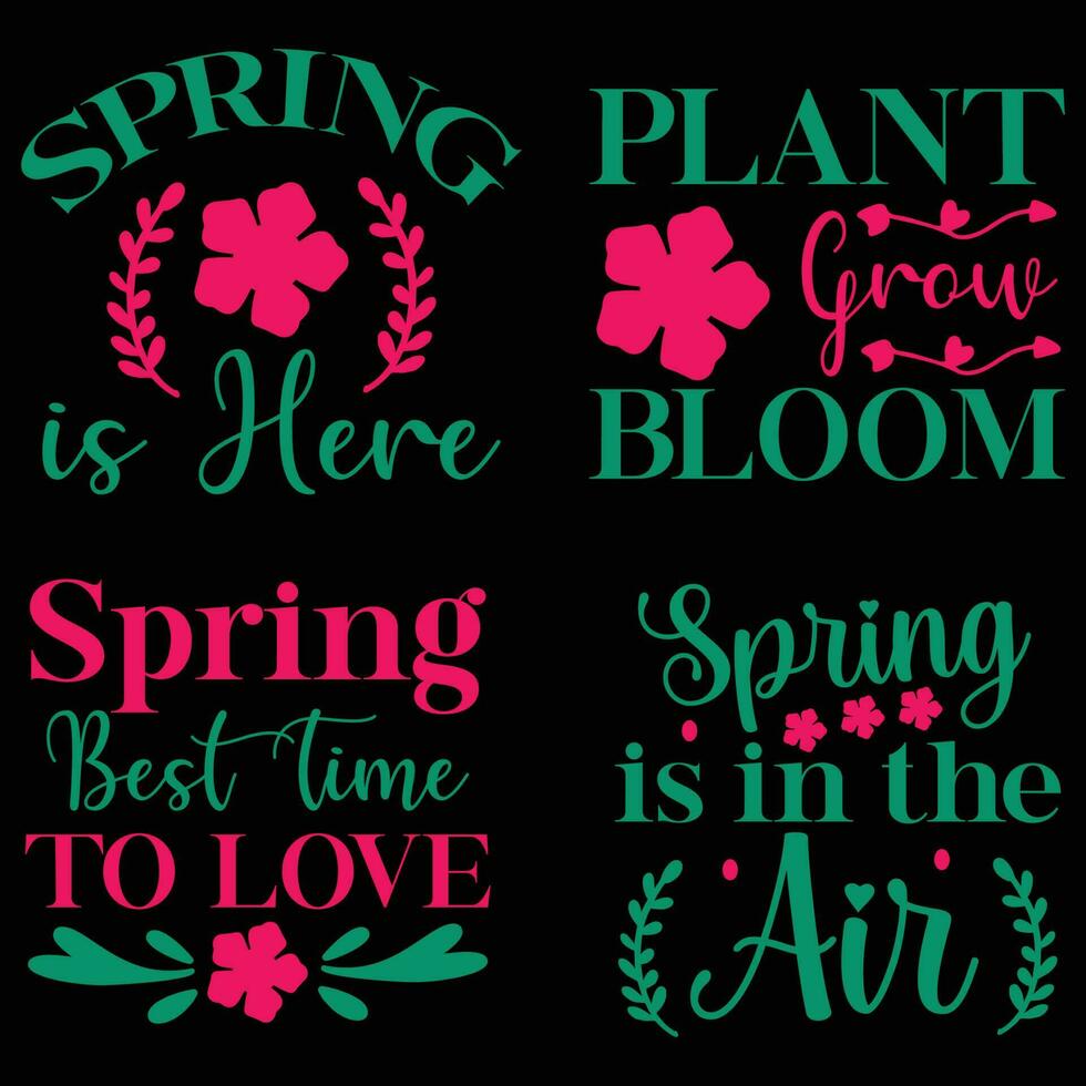 spring T-Shirt Design Digital Download Bundle vector