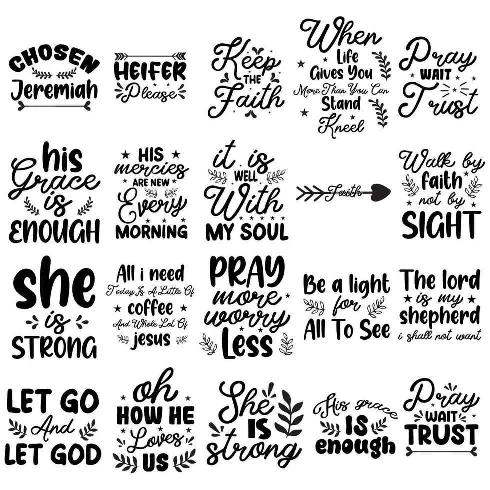 Faith T-Shirt Design Digital Download Bundle. vector