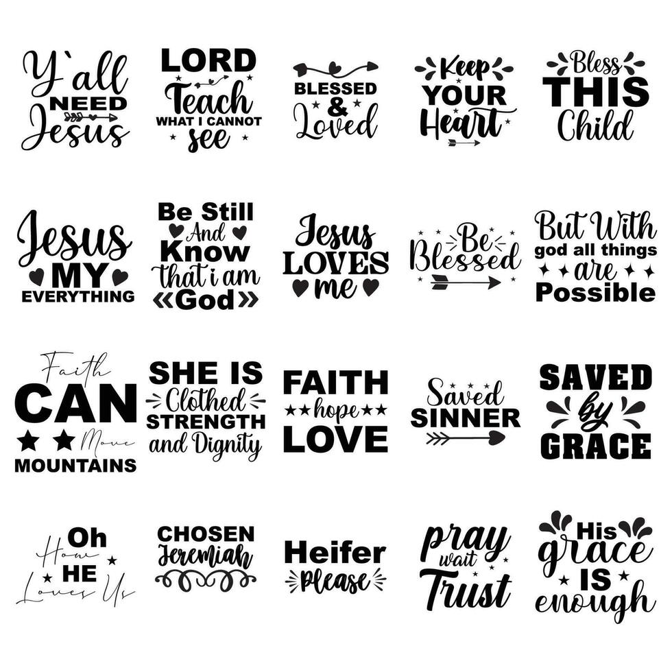 Faith T-Shirt Design Digital Download Bundle. vector