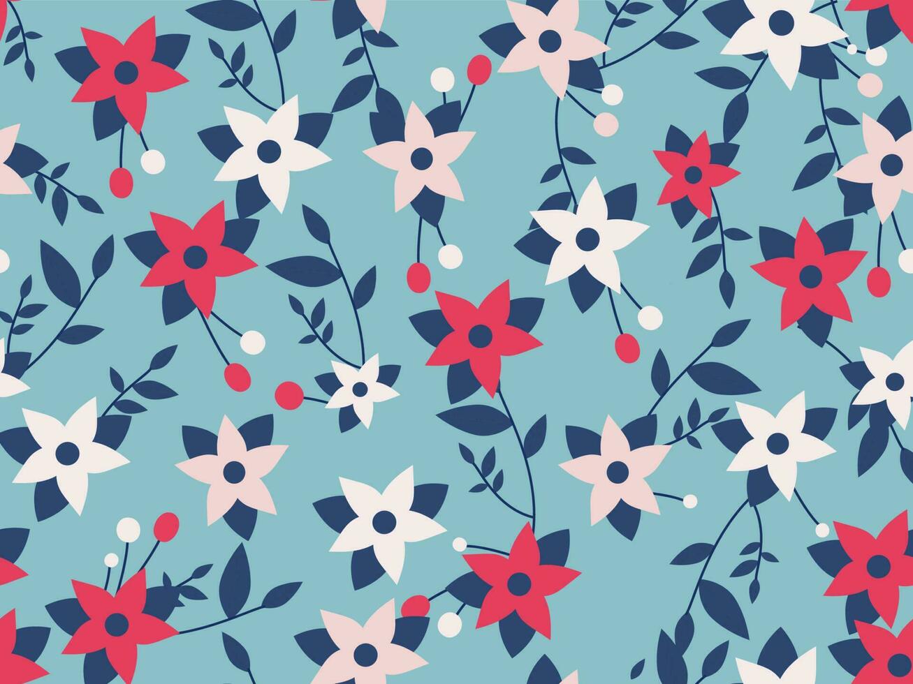 Colorful Seamless Floral Pattern Background. vector