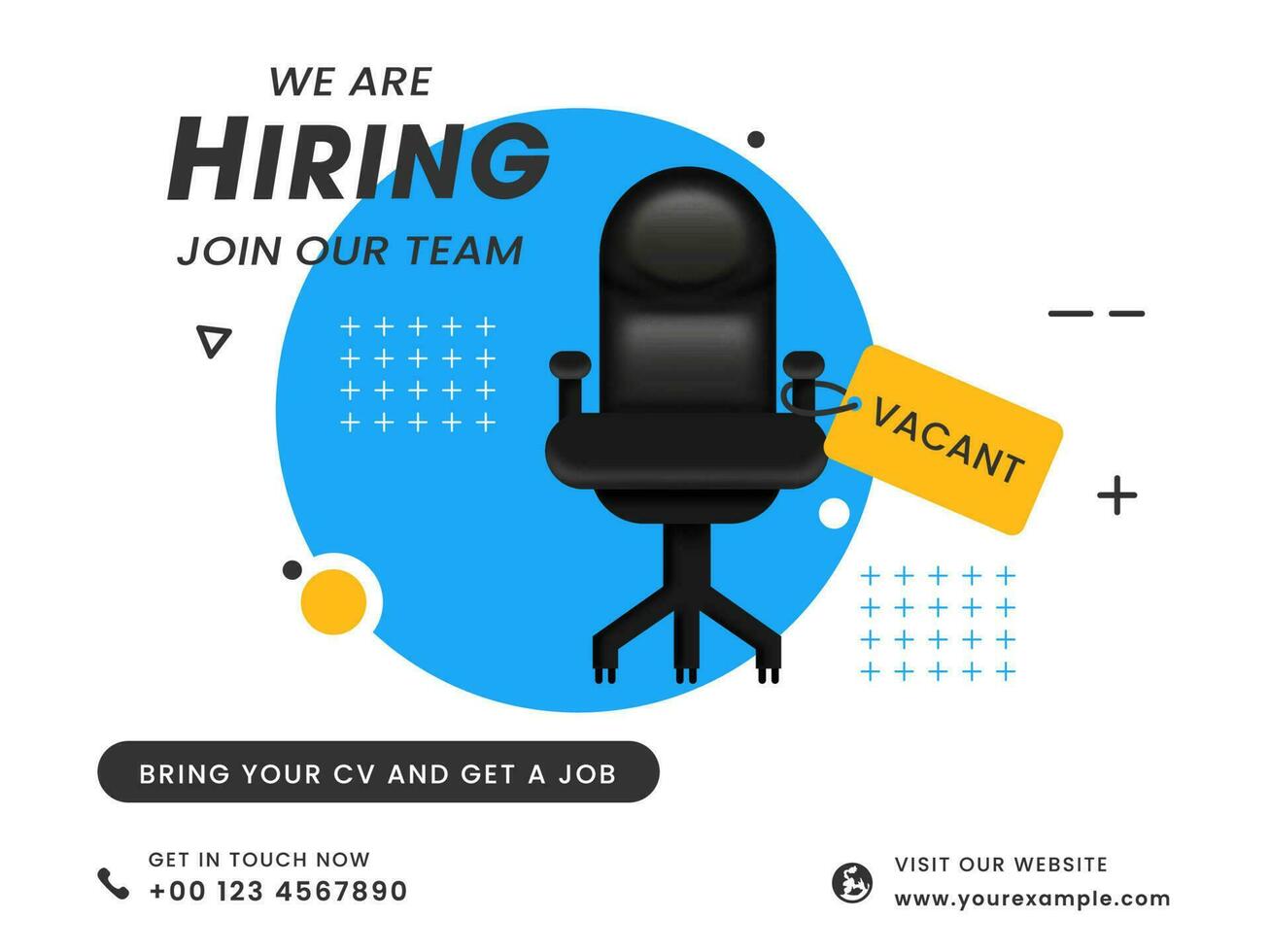 We Are Hiring Join Our Team Poster Design With Vacant Office Chair For Designation. vector