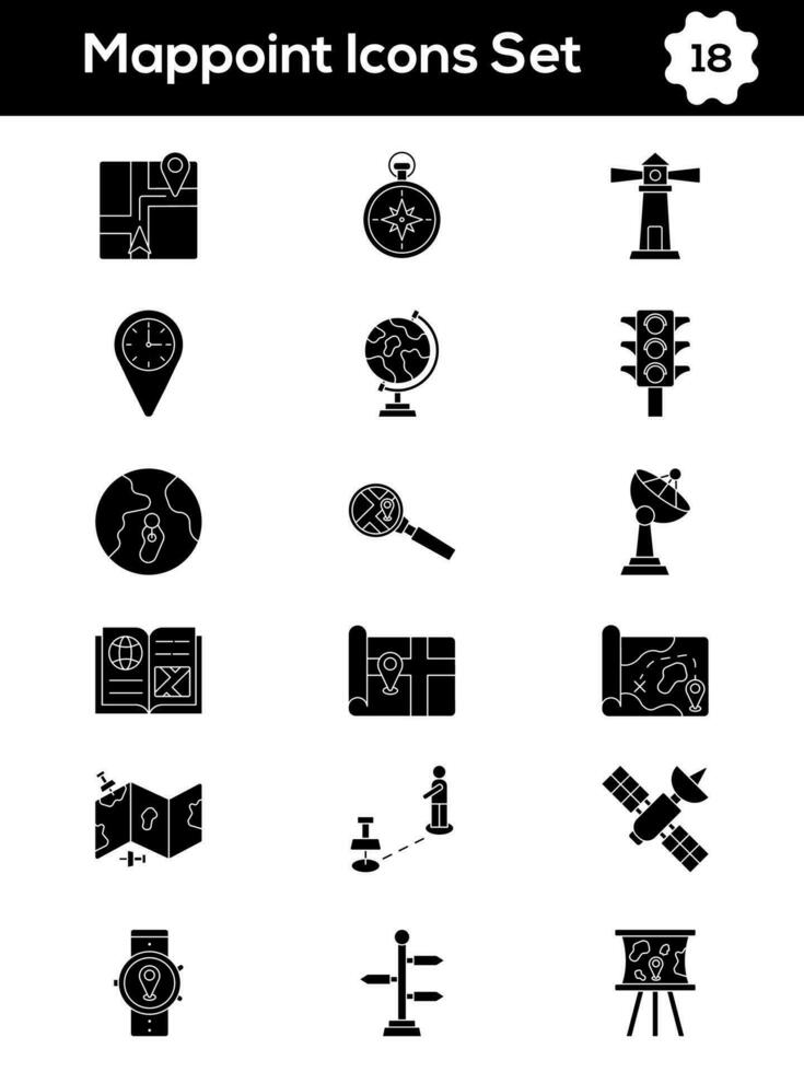 Glyph Style Set Of Mappoint Icon Or Symbol. vector
