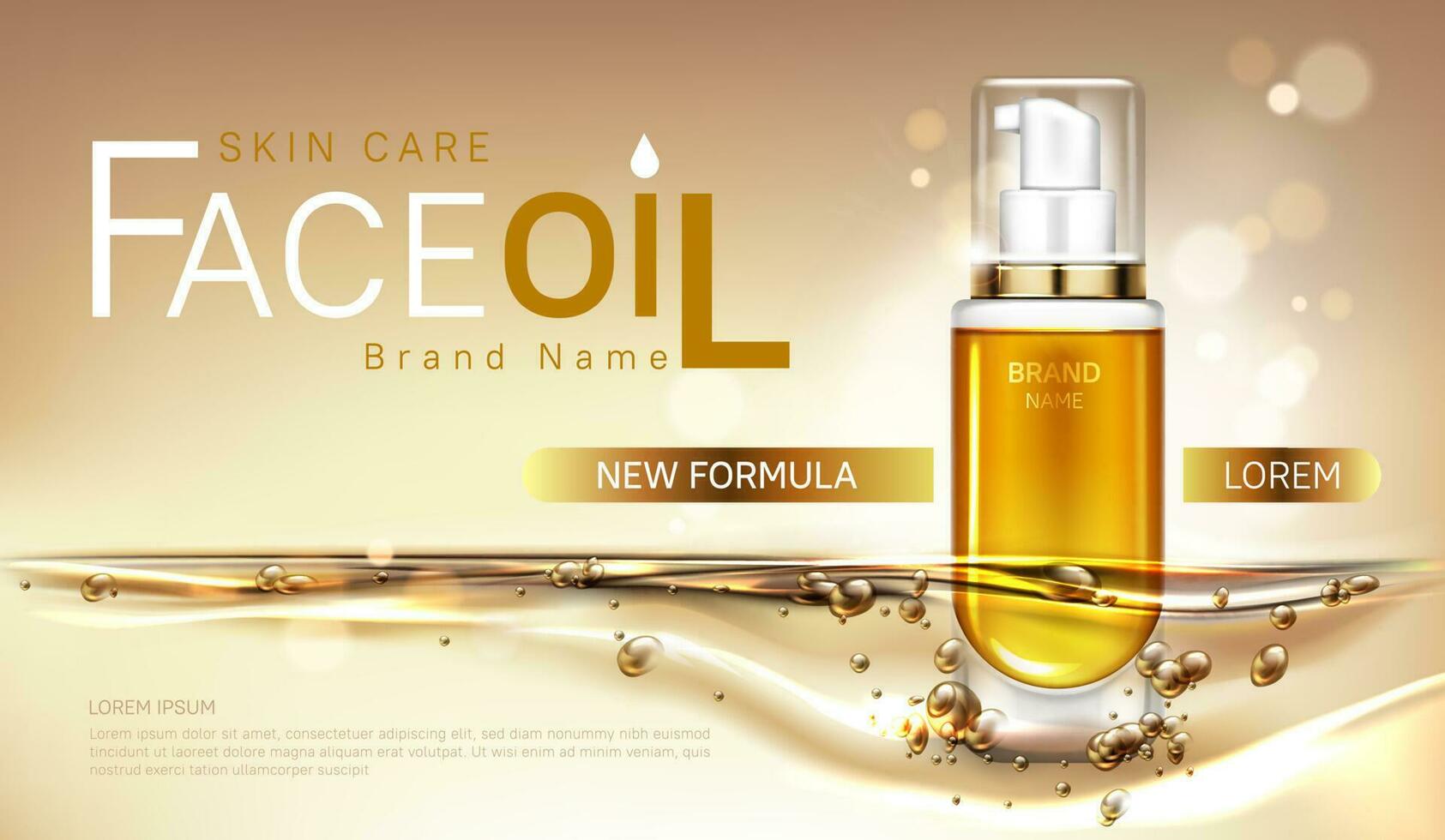 Face oil skin care cosmetics bottle mock up banner vector