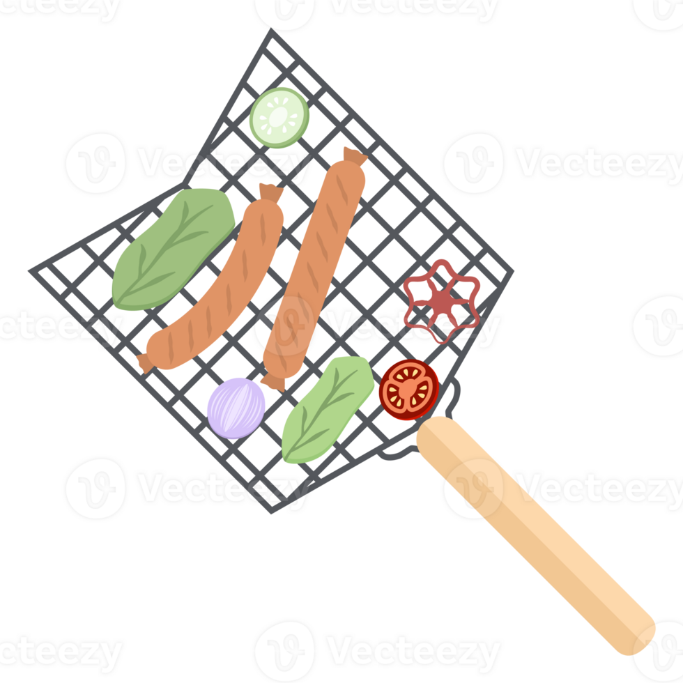 Delicious Grilled Sausages on an Iron Grill png