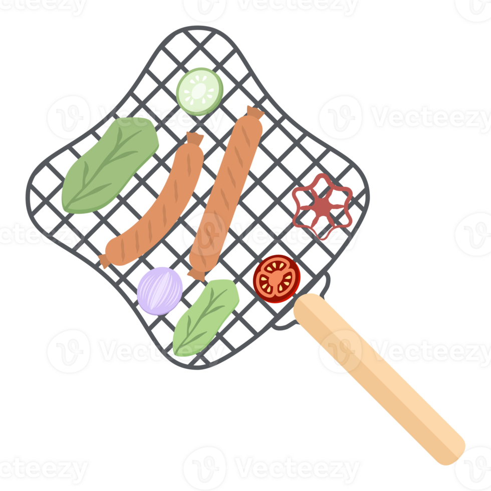 Delicious Grilled Sausages on an Iron Grill png