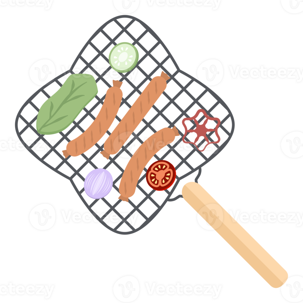 Delicious Grilled Sausages on an Iron Grill png
